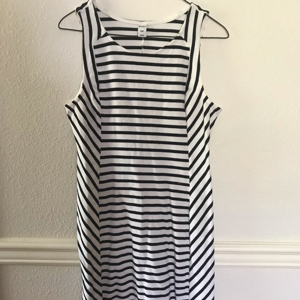 Black & White Striped Fitted Dress